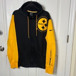 Nike Black Yellow Steelers Football Zip-Up Hoodie Jacket Size Large Team Apparel
